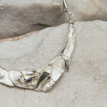 Finnish AKT Sterling Silver Sculptural Collar Necklace