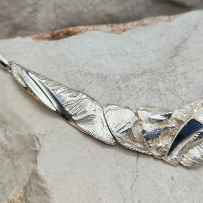 Finnish AKT Sterling Silver Sculptural Collar Necklace