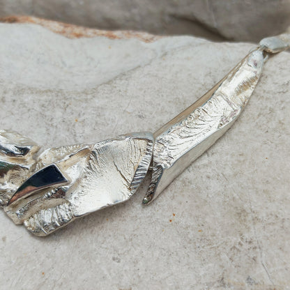 Finnish AKT Sterling Silver Sculptural Collar Necklace