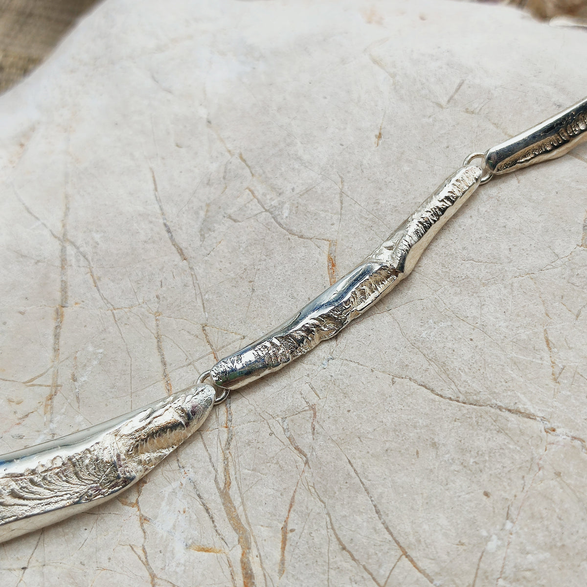 Finnish AKT Sterling Silver Sculptural Collar Necklace