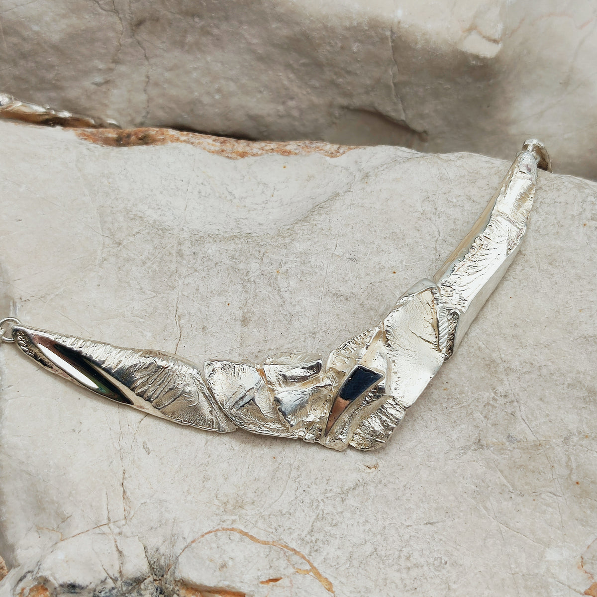 Finnish AKT Sterling Silver Sculptural Collar Necklace