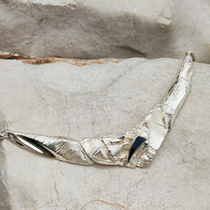 Finnish AKT Sterling Silver Sculptural Collar Necklace