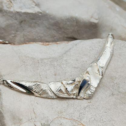 Finnish AKT Sterling Silver Sculptural Collar Necklace