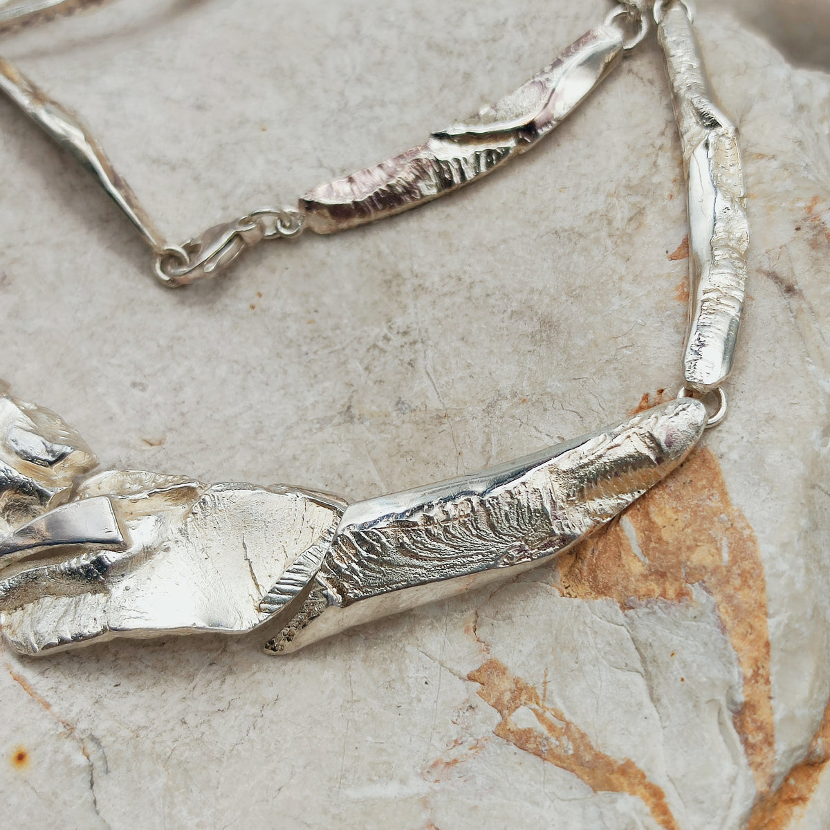 Finnish AKT Sterling Silver Sculptural Collar Necklace
