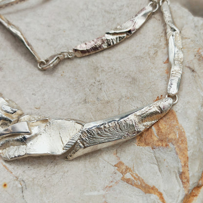Finnish AKT Sterling Silver Sculptural Collar Necklace