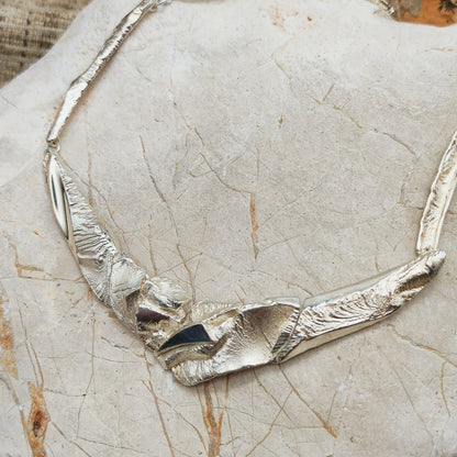 Finnish AKT Sterling Silver Sculptural Collar Necklace