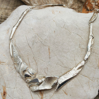 Finnish AKT Sterling Silver Sculptural Collar Necklace