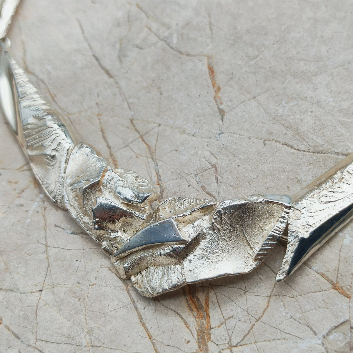 Finnish AKT Sterling Silver Sculptural Collar Necklace