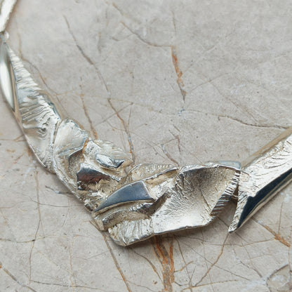 Finnish AKT Sterling Silver Sculptural Collar Necklace