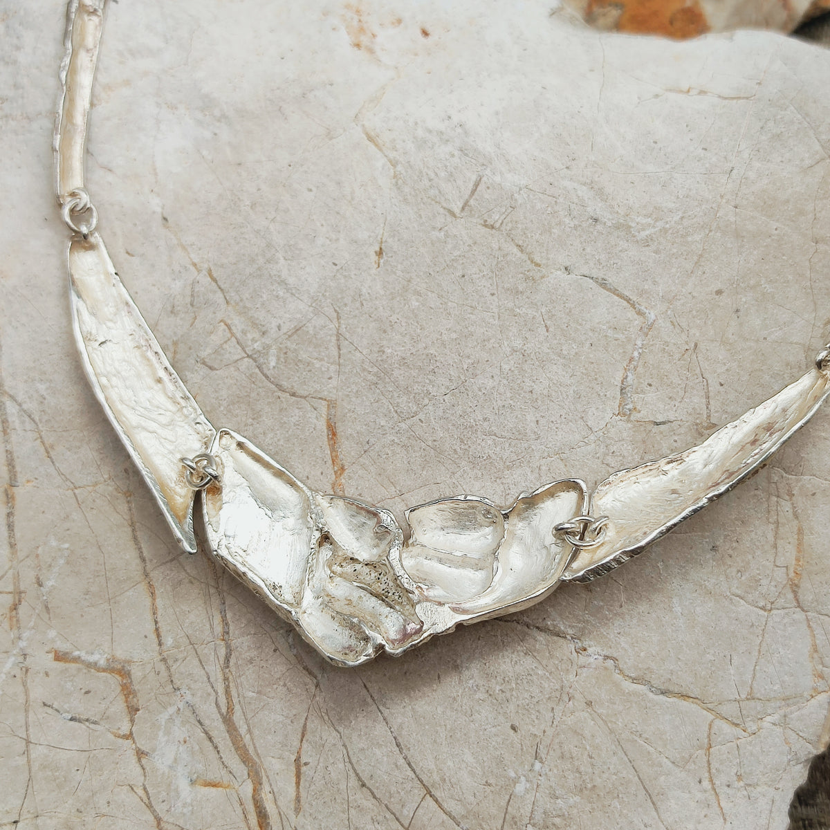 Finnish AKT Sterling Silver Sculptural Collar Necklace