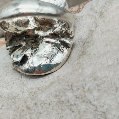 Vintage Mies De Wilde Brutalist Sterling Silver Pearl Ring