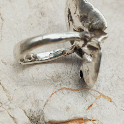 Vintage Mies De Wilde Brutalist Sterling Silver Pearl Ring