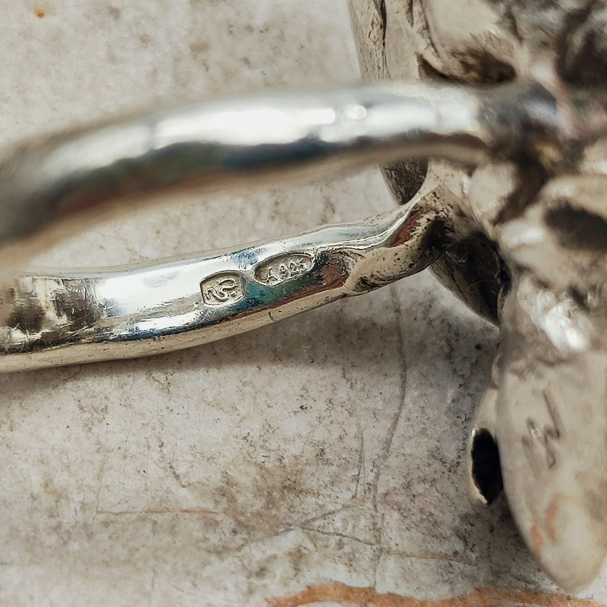 Vintage Mies De Wilde Brutalist Sterling Silver Pearl Ring