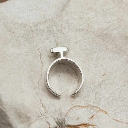 Vintage Mies De Wilde Sterling Silver & Blue Enamel Open Ring