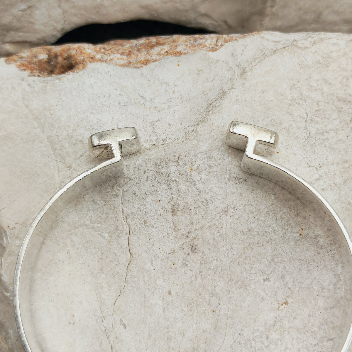 Vintage Mies De Wilde Sterling Silver & Blue Enamel Cuff Bracelet