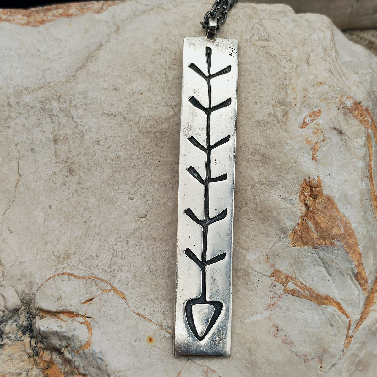 Vintage Mies De Wilde Brutalist Sterling Silver Couple Pendant Necklace