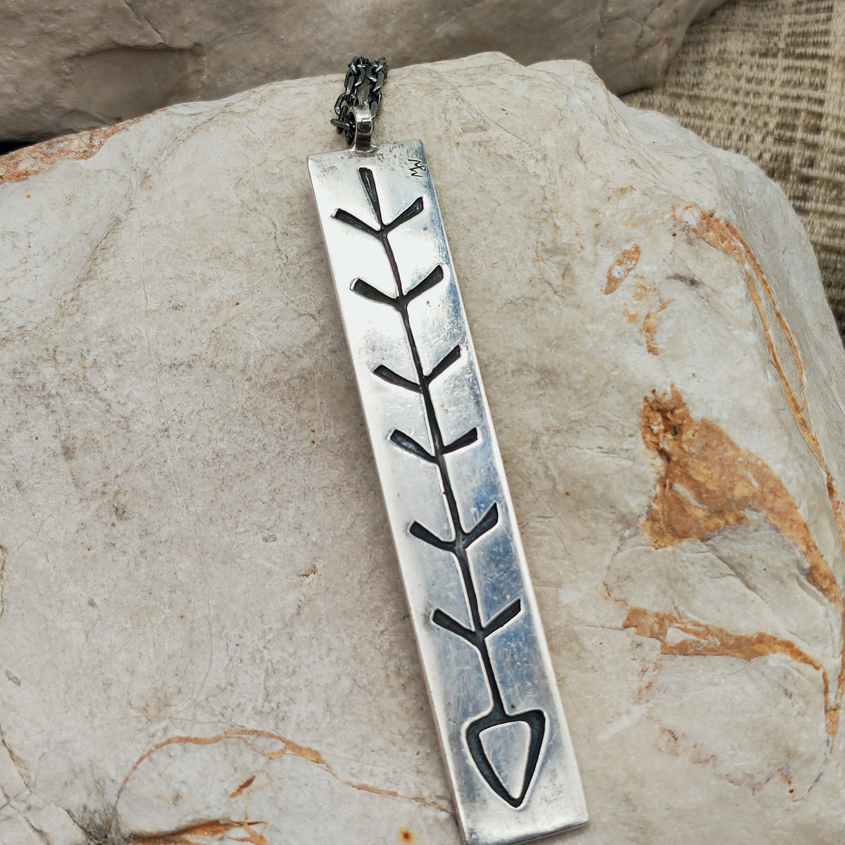 Vintage Mies De Wilde Brutalist Sterling Silver Couple Pendant Necklace