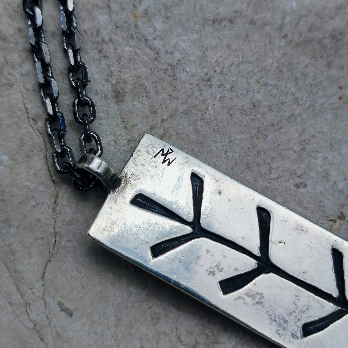 Vintage Mies De Wilde Brutalist Sterling Silver Couple Pendant Necklace