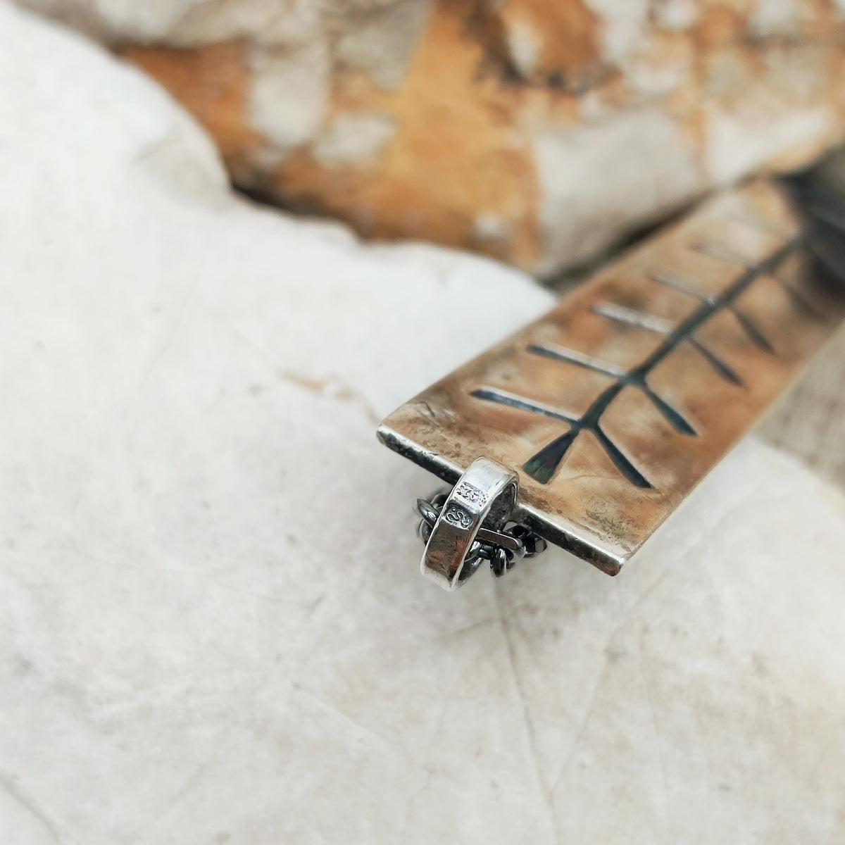 Vintage Mies De Wilde Brutalist Sterling Silver Couple Pendant Necklace