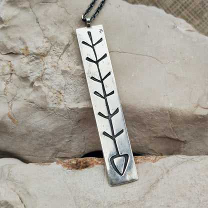 Vintage Mies De Wilde Brutalist Sterling Silver Couple Pendant Necklace