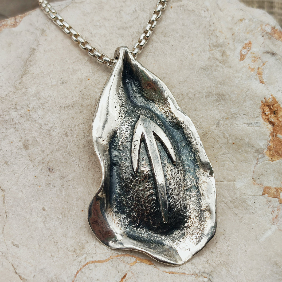 Vintage Mies De Wilde Brutalist Sterling Silver Abstract Pendant Necklace