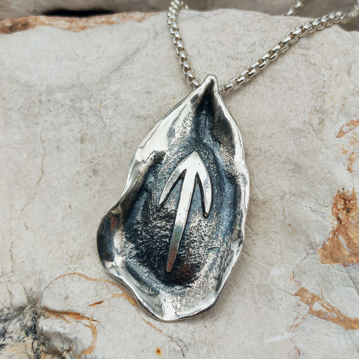 Vintage Mies De Wilde Brutalist Sterling Silver Abstract Pendant Necklace