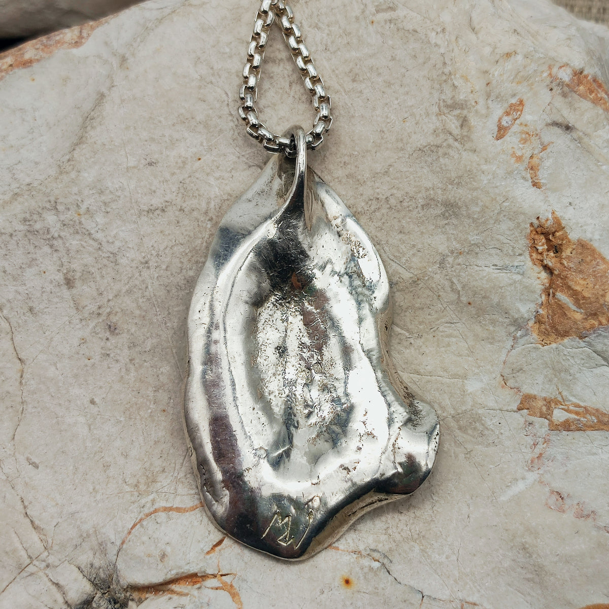 Vintage Mies De Wilde Brutalist Sterling Silver Abstract Pendant Necklace