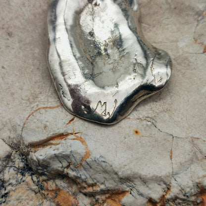 Vintage Mies De Wilde Brutalist Sterling Silver Abstract Pendant Necklace