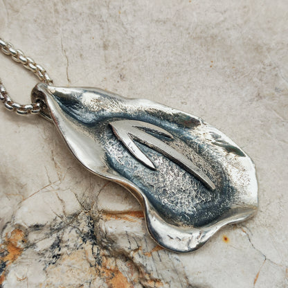 Vintage Mies De Wilde Brutalist Sterling Silver Abstract Pendant Necklace