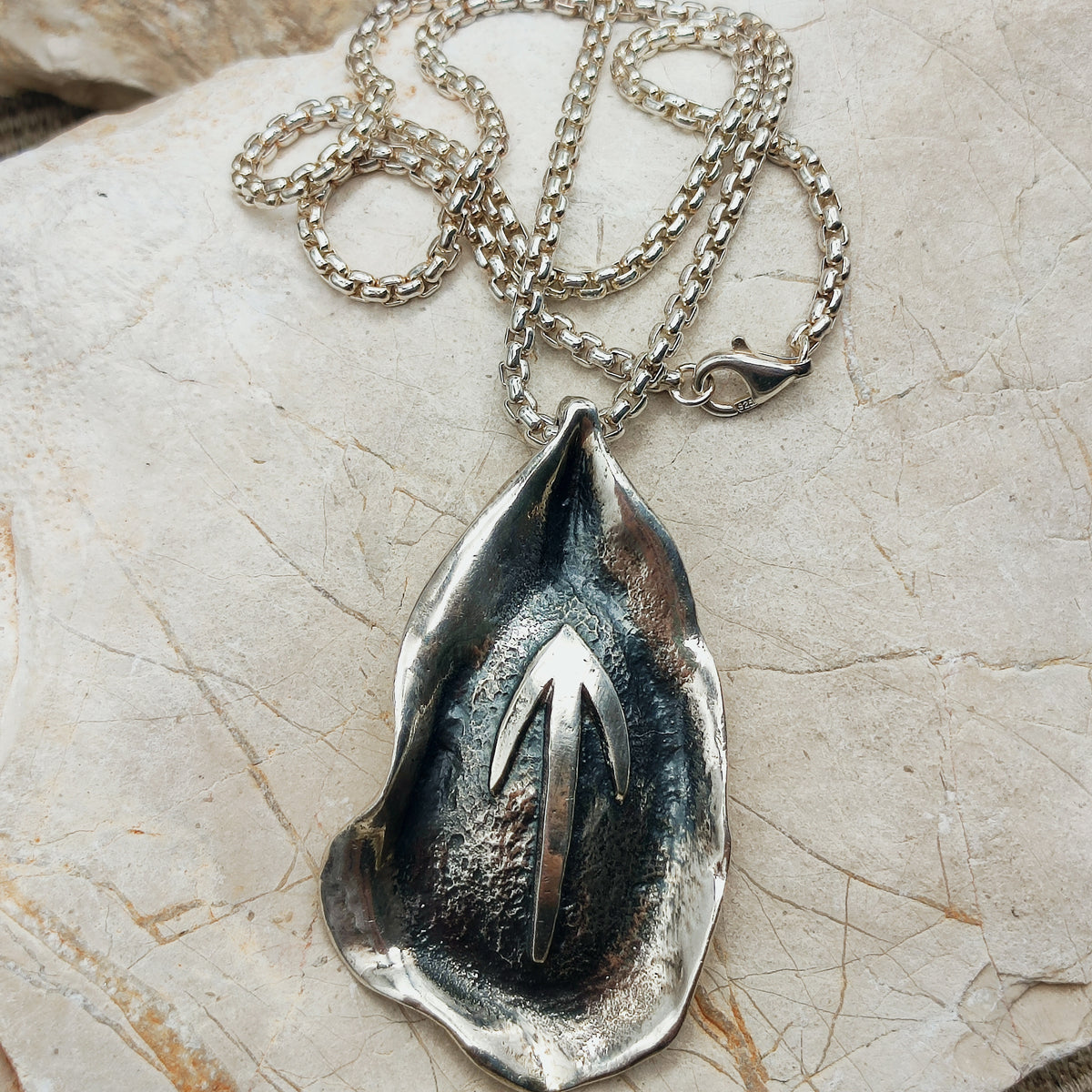 Vintage Mies De Wilde Brutalist Sterling Silver Abstract Pendant Necklace