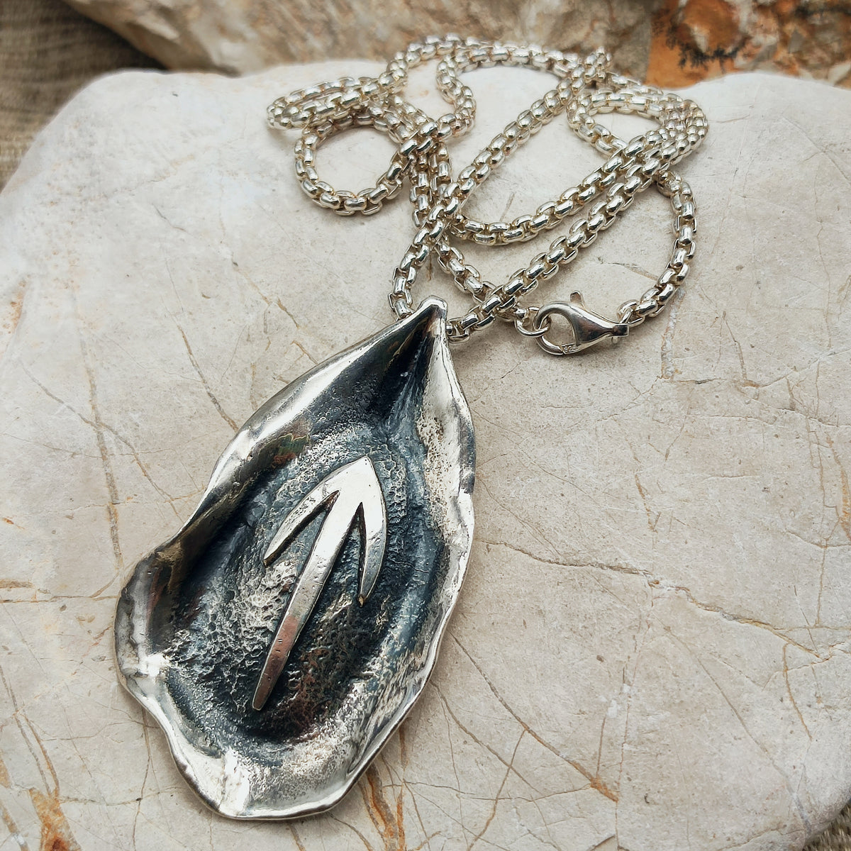Vintage Mies De Wilde Brutalist Sterling Silver Abstract Pendant Necklace