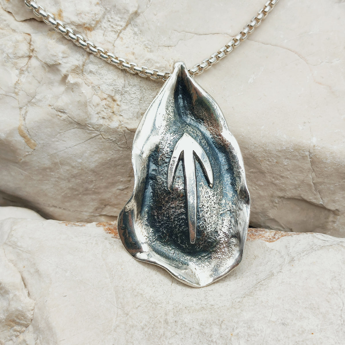 Vintage Mies De Wilde Brutalist Sterling Silver Abstract Pendant Necklace