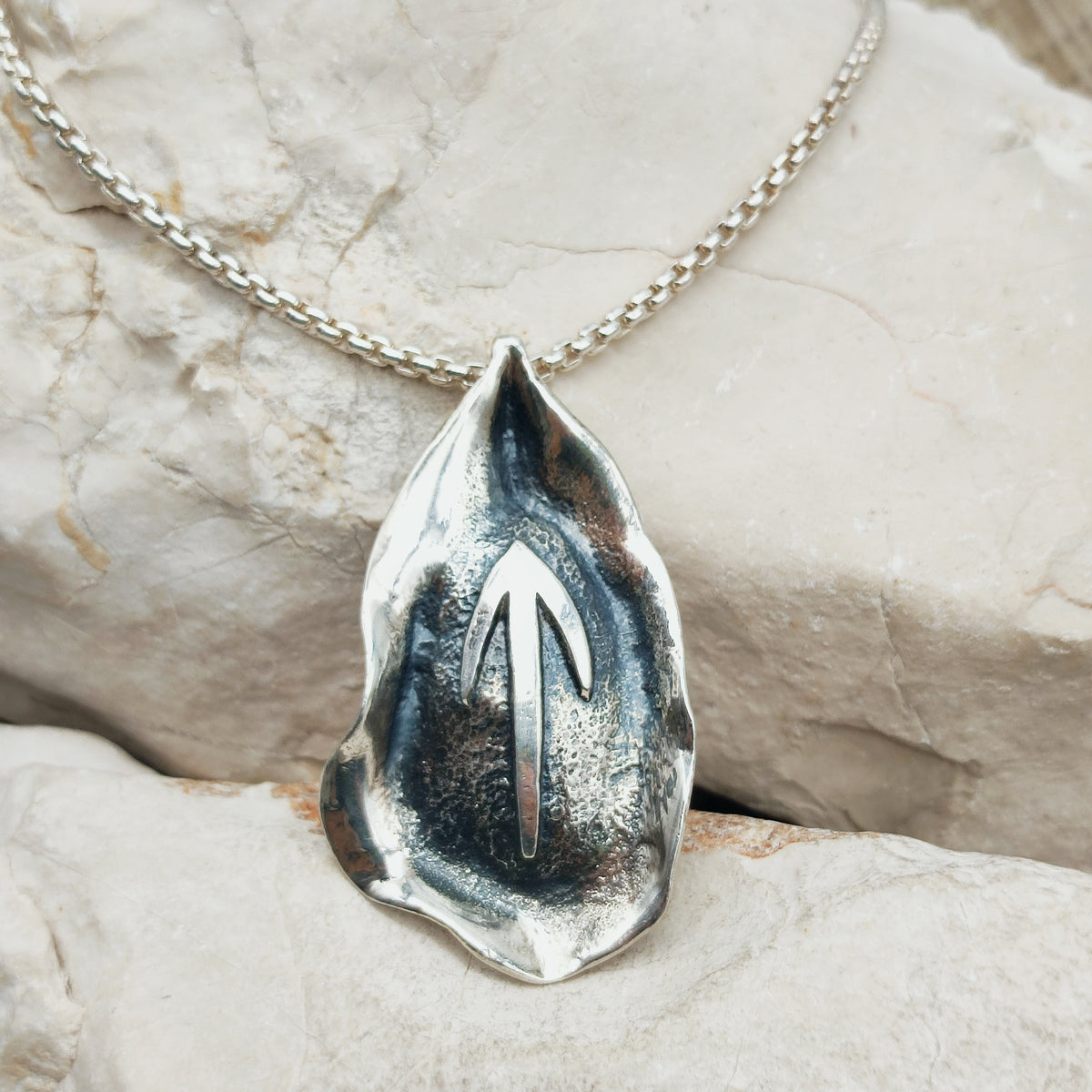 Vintage Mies De Wilde Brutalist Sterling Silver Abstract Pendant Necklace
