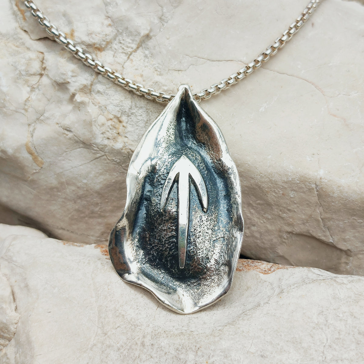 Vintage Mies De Wilde Brutalist Sterling Silver Abstract Pendant Necklace