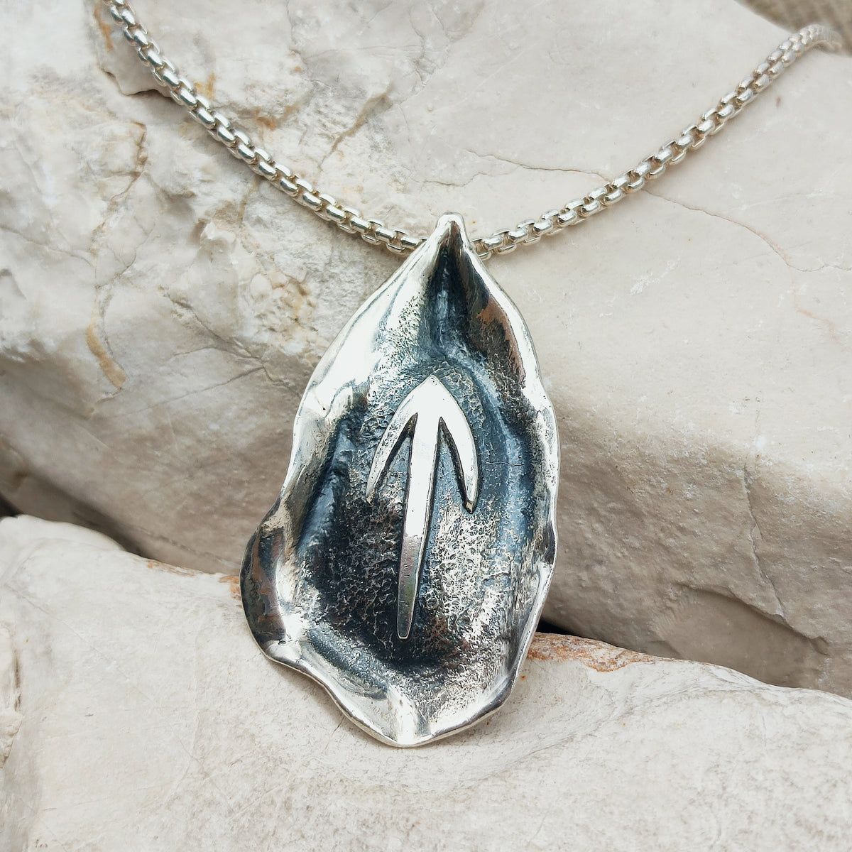 Vintage Mies De Wilde Brutalist Sterling Silver Abstract Pendant Necklace