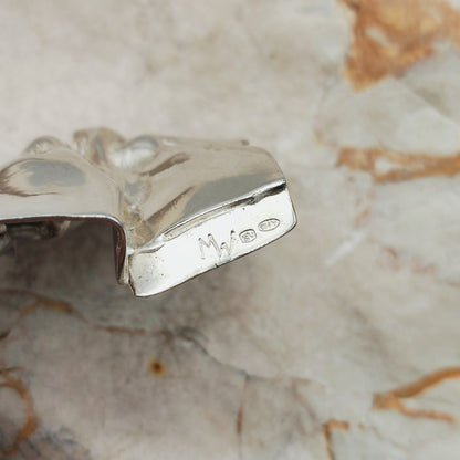 Vintage Mies De Wilde Brutalist Sterling Silver Pearl Pendant Necklace