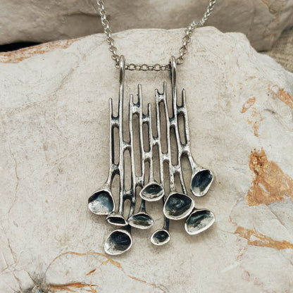 Vintage Hannu Ikonen Cascade Reindeer Moss Silver Necklace