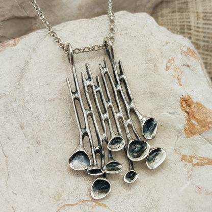 Vintage Hannu Ikonen Cascade Reindeer Moss Silver Necklace
