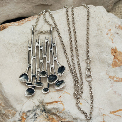 Vintage Hannu Ikonen Cascade Reindeer Moss Silver Necklace