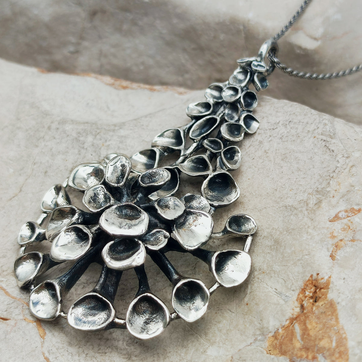 Vintage Hannu Ikonen Large Articulated Reindeer Moss Silver Necklace