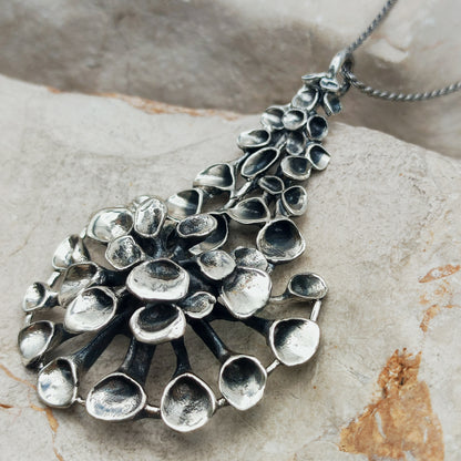 Vintage Hannu Ikonen Large Articulated Reindeer Moss Silver Necklace