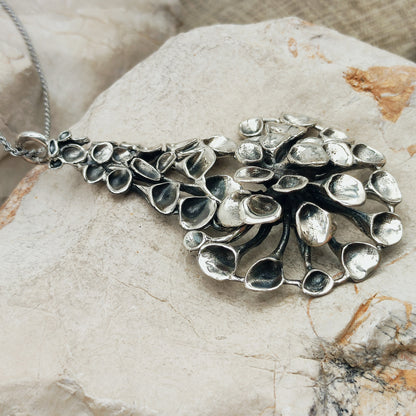 Vintage Hannu Ikonen Large Articulated Reindeer Moss Silver Necklace