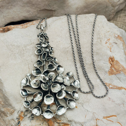 Vintage Hannu Ikonen Large Articulated Reindeer Moss Silver Necklace