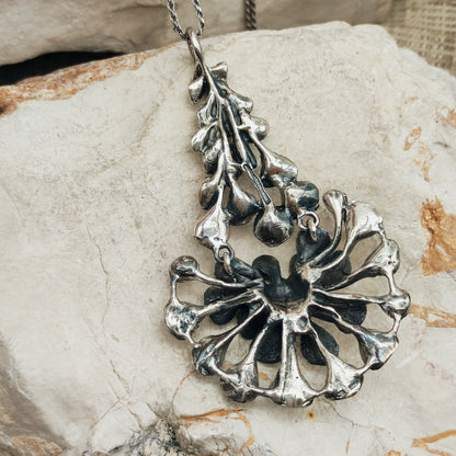 Vintage Hannu Ikonen Large Articulated Reindeer Moss Silver Necklace