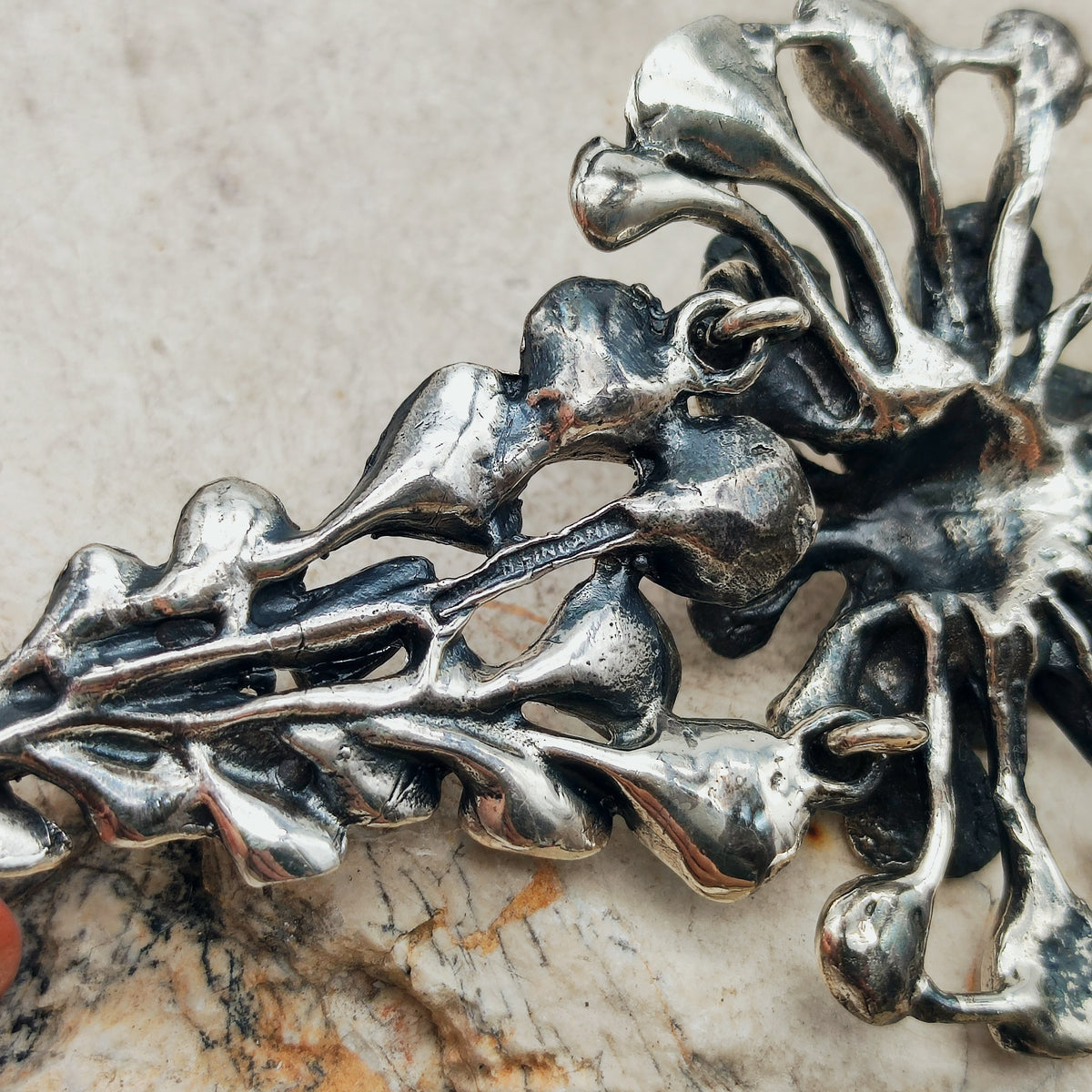 Vintage Hannu Ikonen Large Articulated Reindeer Moss Silver Necklace