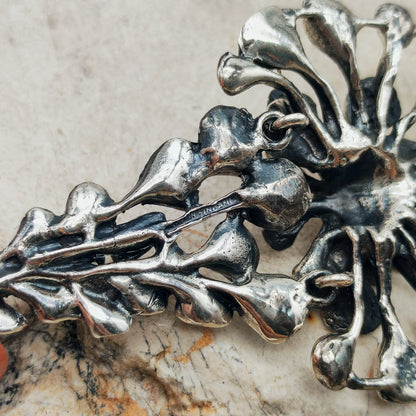Vintage Hannu Ikonen Large Articulated Reindeer Moss Silver Necklace