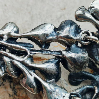 Vintage Hannu Ikonen Large Articulated Reindeer Moss Silver Necklace