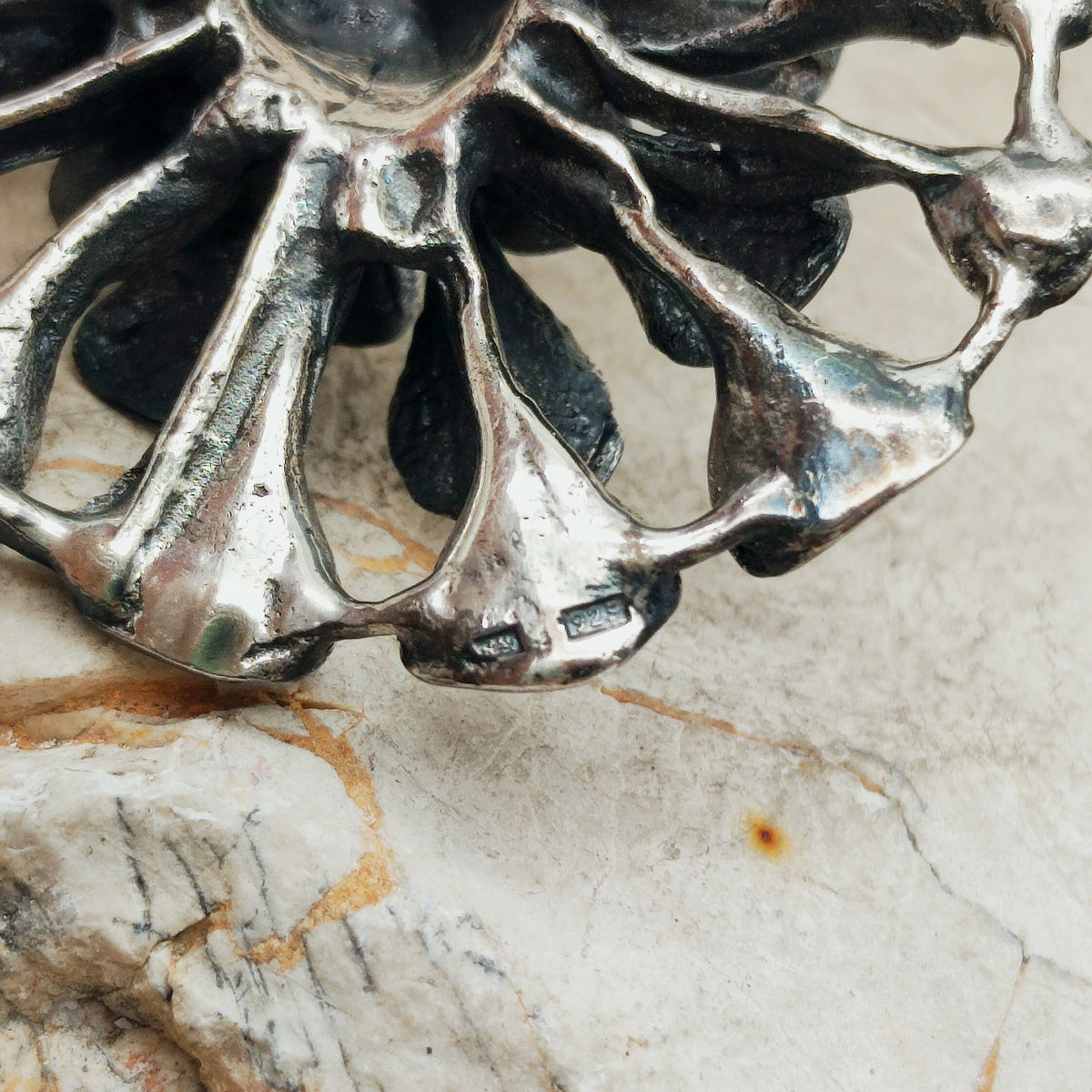 Vintage Hannu Ikonen Large Articulated Reindeer Moss Silver Necklace