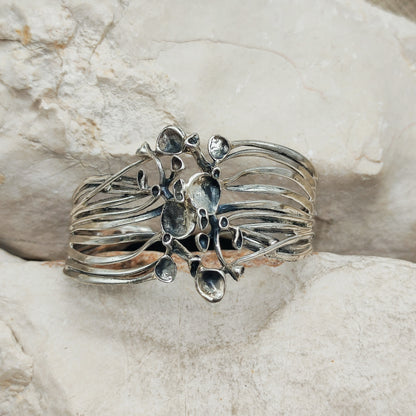 Vintage Hannu Ikonen Reindeer Moss Sterling Silver Cuff Bracelet