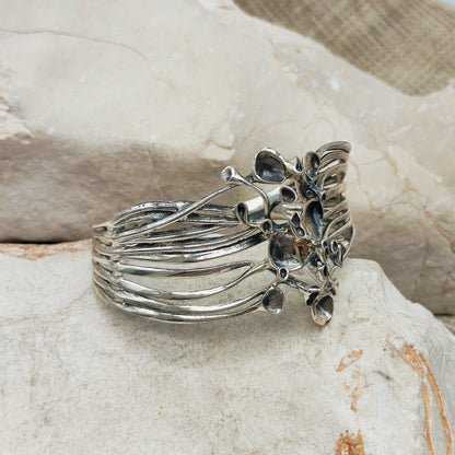 Vintage Hannu Ikonen Reindeer Moss Sterling Silver Cuff Bracelet